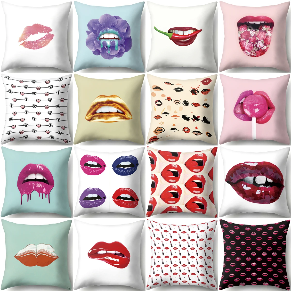 

Красочная Подушка ZHENHE с изображением сексуальных губ на День святого Валентина, чехол для украшения дома, чехол для подушки, чехол для подуш...