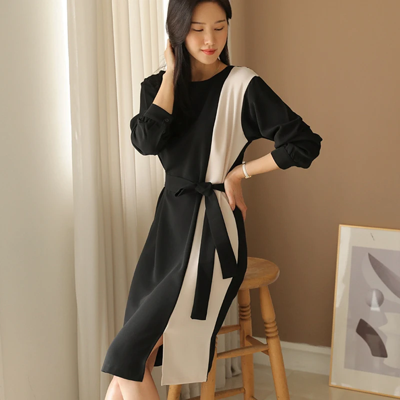 

Женское яркое платье, женское свободное облегающее платье с кружевной талией, дизайнерская модная одежда с длинным рукавом для вечеринки, осень