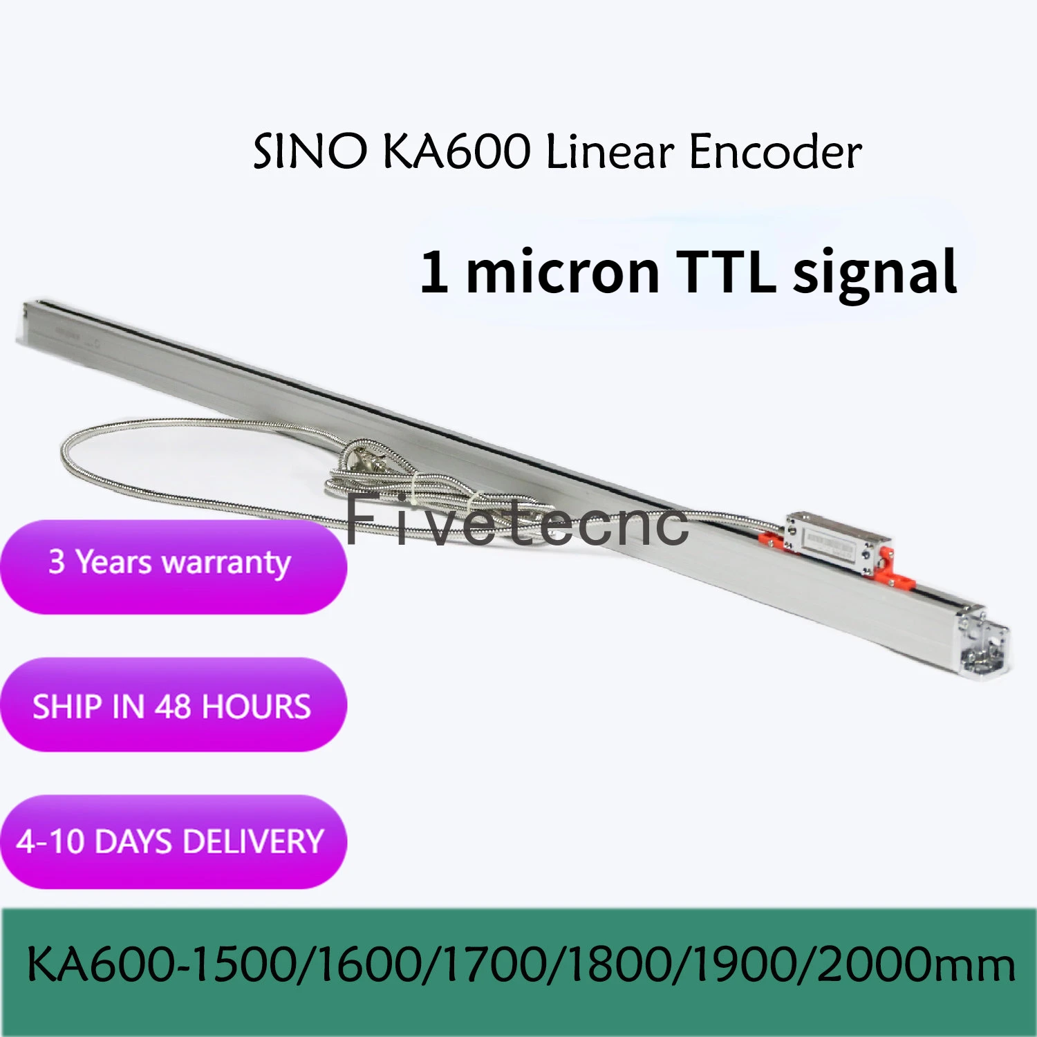 

1um TTL SINO KA-600 1500 1600 1700 1800 1900 2000 2100 2200mm DRO Linear Glass Scale KA600 0.001mm Optical Encoder Lathe Milling