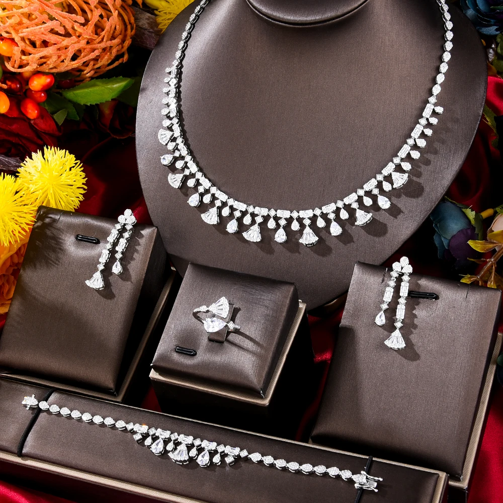 

GODKI большой модный роскошный комплект из 4 предметов с двухцветным листом, нигерийские Ювелирные наборы для женщин, Свадебный комплект с цирконием, индийский Африканский Свадебный комплект ювелирных изделий 2020