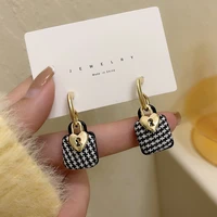 c shape little lock boho earrings fashion temperament plaid drop earrings korean fashion luxury jewelry