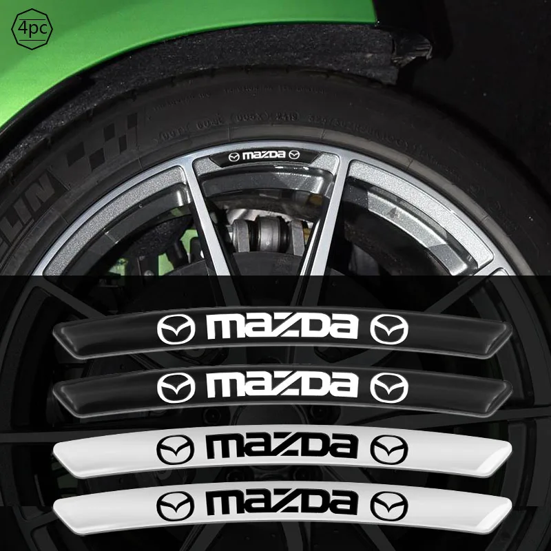 

4pcs Car Styling Car Decal Sticker Carbon Fiber Wheel Rims Racing Car Goods For Mazda 2 3 5 6 M5 Ms CX-4 CX-5 CX6 M3 M6 MX3 MX5
