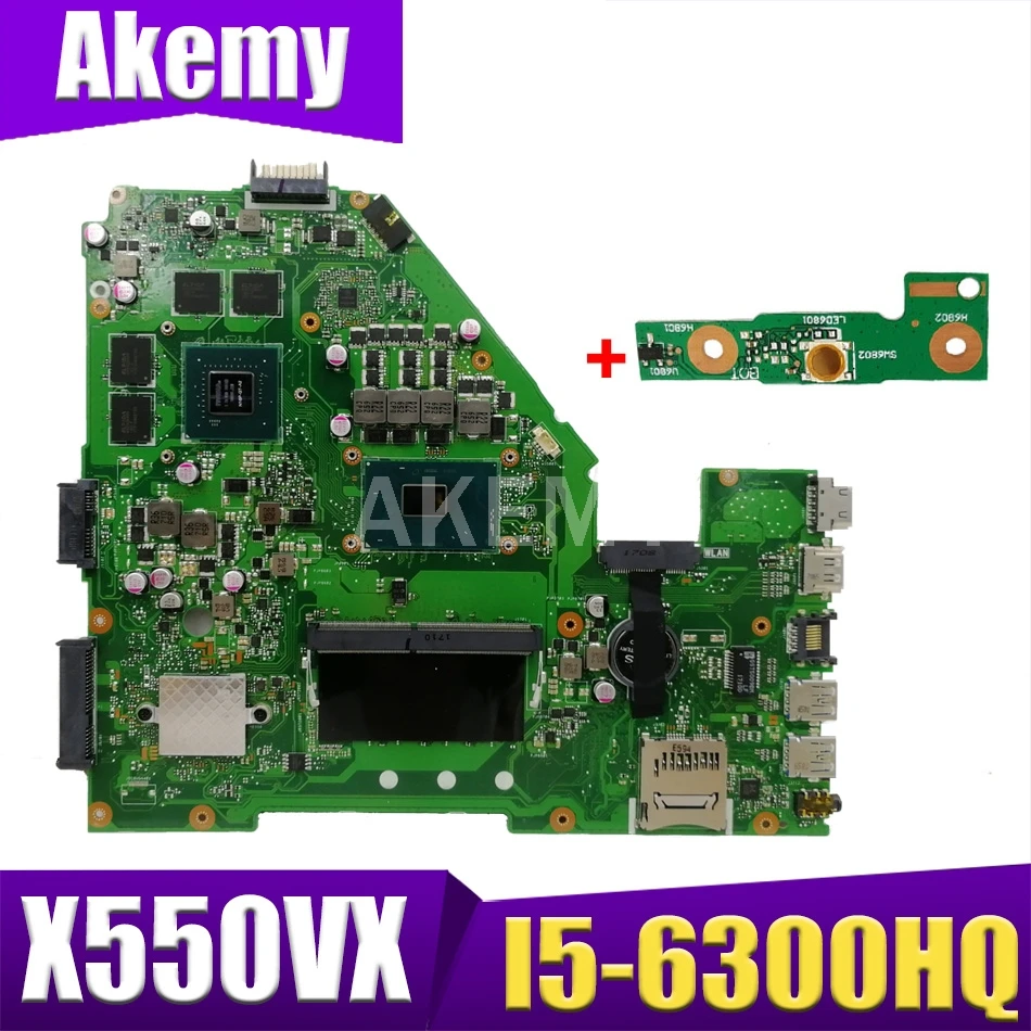 Материнская плата X550VX для ASUS X550VX X550VQ FZ50VX FH5900V I5-6300HQ GTX950M 8 ГБ ОЗУ, материнская плата для ноутбука, протестированная оригинальная