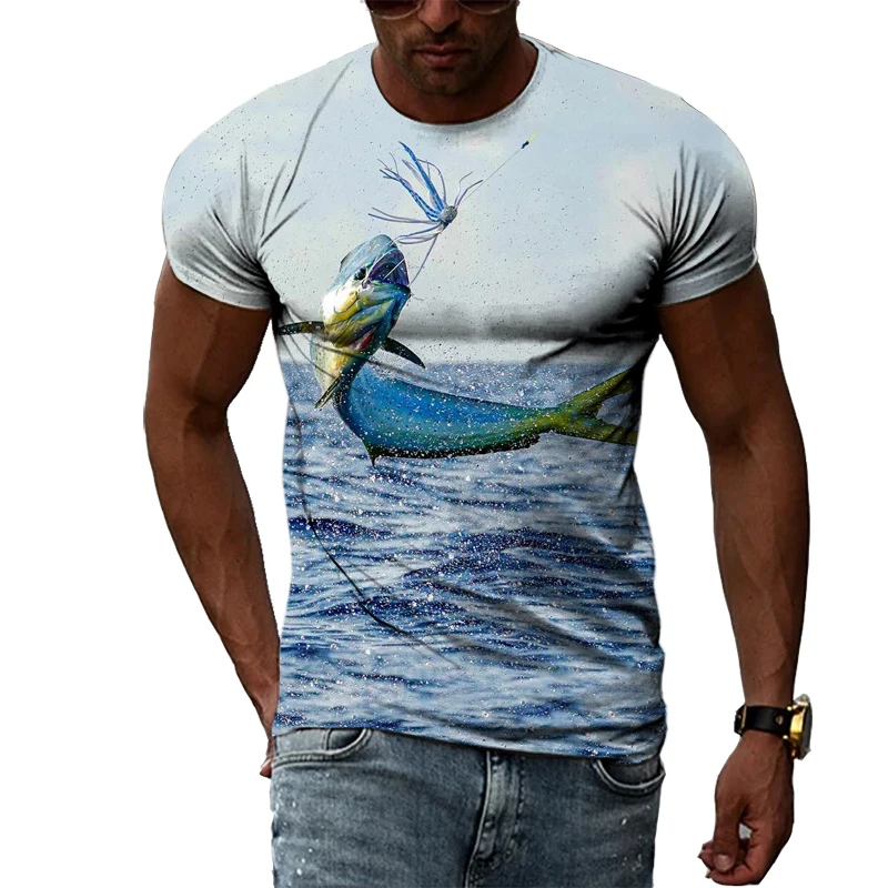 

Summer Fashion Men's 3D Printing Swordfish Graphics T -shirts, Simple Personality O Leisure Short Sleeve.