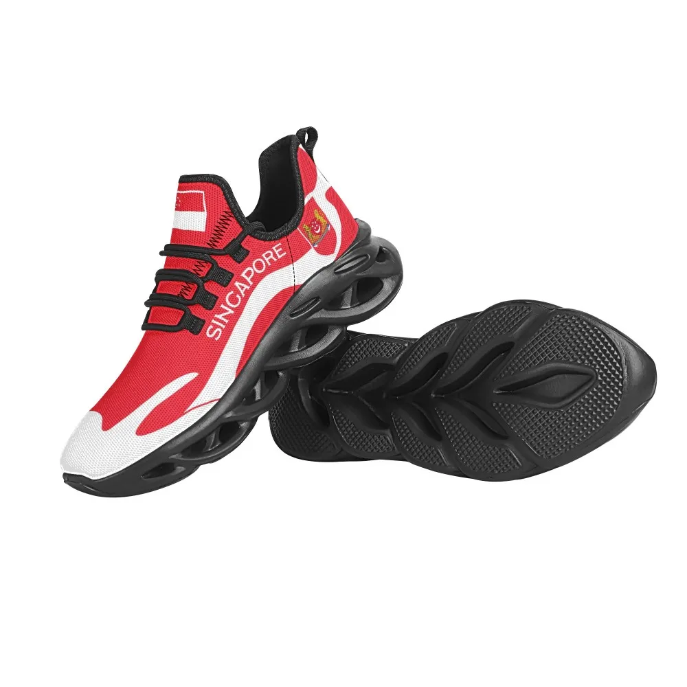 Nopersonality Singapore Flag Print Red Breathable Mesh Sneakers Couple Models Wear Resistant Cushioning Thick-soled Sneakers