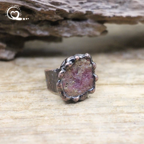 Антикварные медные кольца с кианитом, натуральный синий кварц, розовый турмалин, регулируемое кольцо на палец, женская мода, Ретро стиль, ювелирные изделия, QC4222