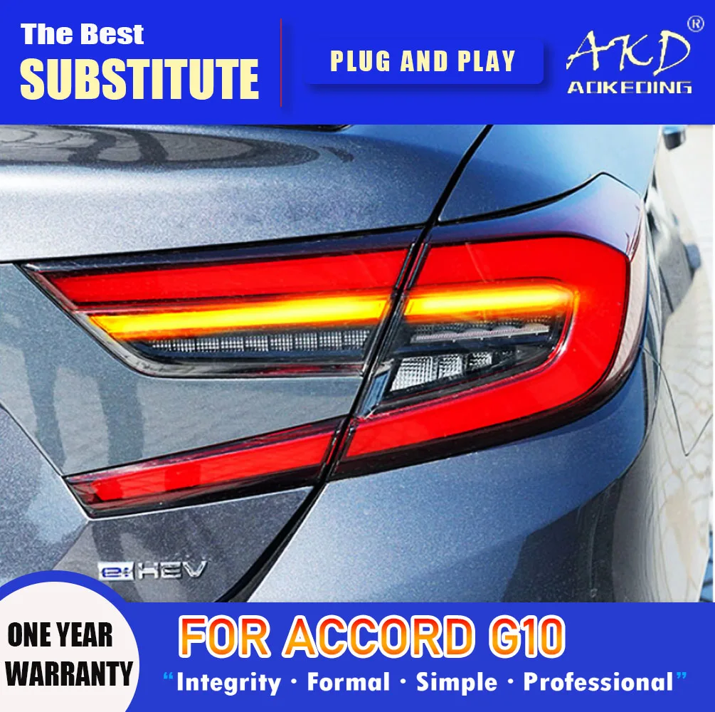 

Задний фонарь AKD для Honda Accord G10, светодиодный задсветильник 2017-2020 Accord G10.5, задний противотуманный сигнал поворота, автомобильные аксессуары