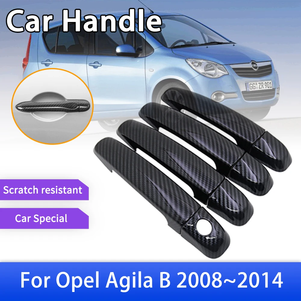 

Наклейка на дверную ручку, из углеродного волокна, подходит для Opel Agila B H08 Vauxhall 2008 ~ 2014 2010 2011 2012