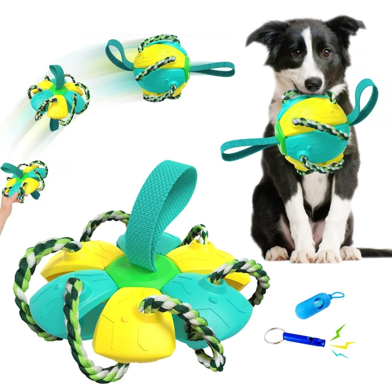 

Dog Toys Soccer Ball with Grab Tabs Tug Toy Chew Outdoor Jolly Interactive Ball for Small Medium Large Breed Puppy Birthday Gift