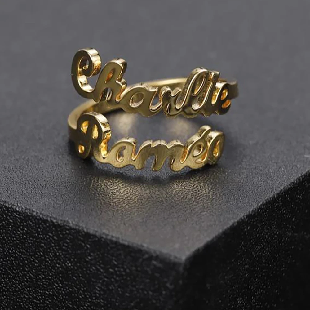 

Женское двойное кольцо из нержавеющей стали, с геометрическим узором