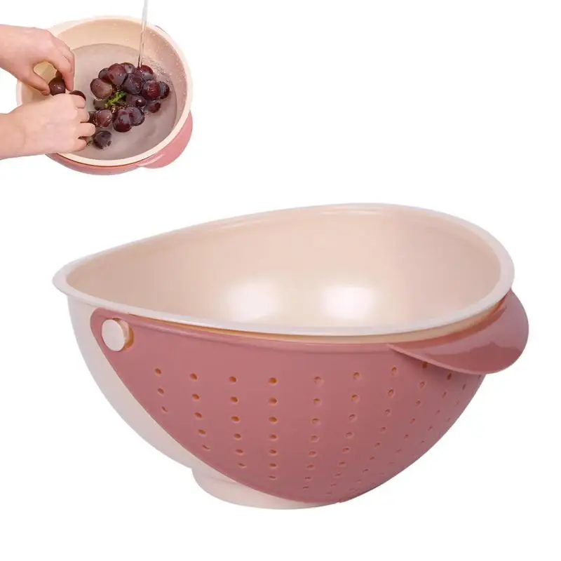 

2In1 Colander Bowl Multi-Function Rotatable Vegetable Drain Basket Fruit Bowl Washing Drain Basket With Handle For Home Kitchen