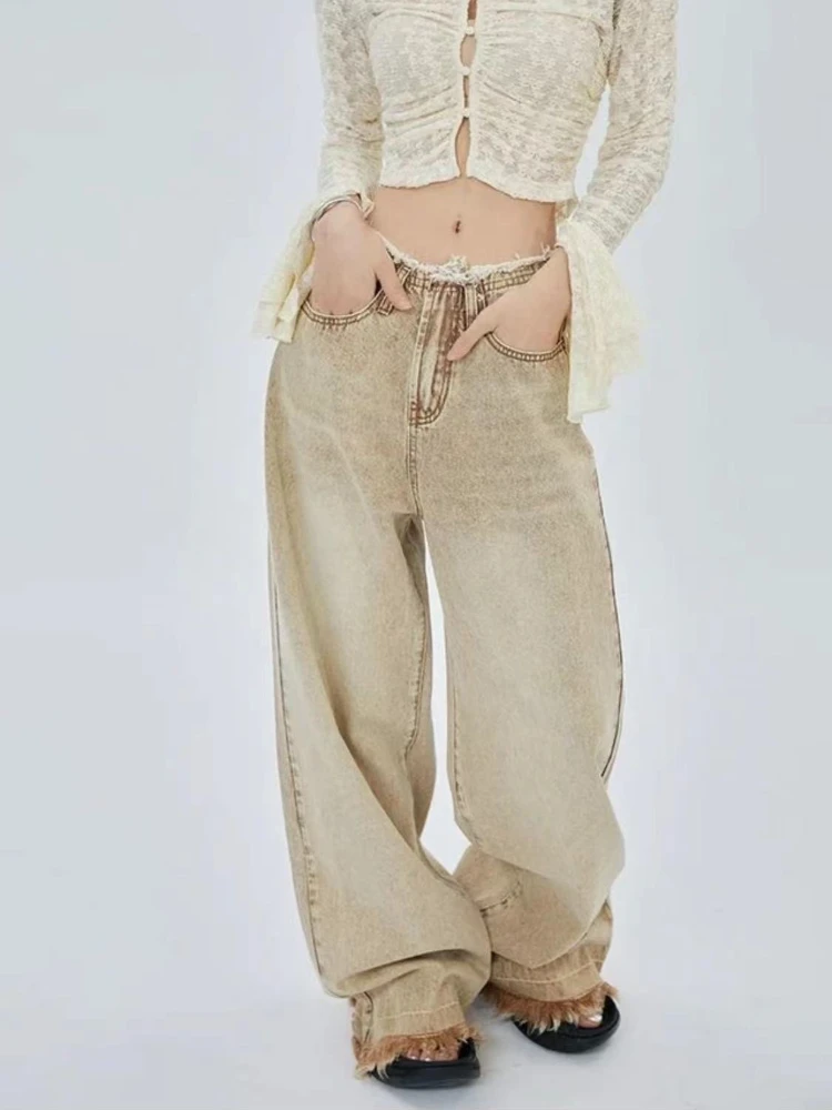 ADAgirl High Waist Jeans Women Y2k Loose Vintage Casual Raw Edge Wide Leg Denim Pants Streetwear Fashion Summer Mujer Trousers