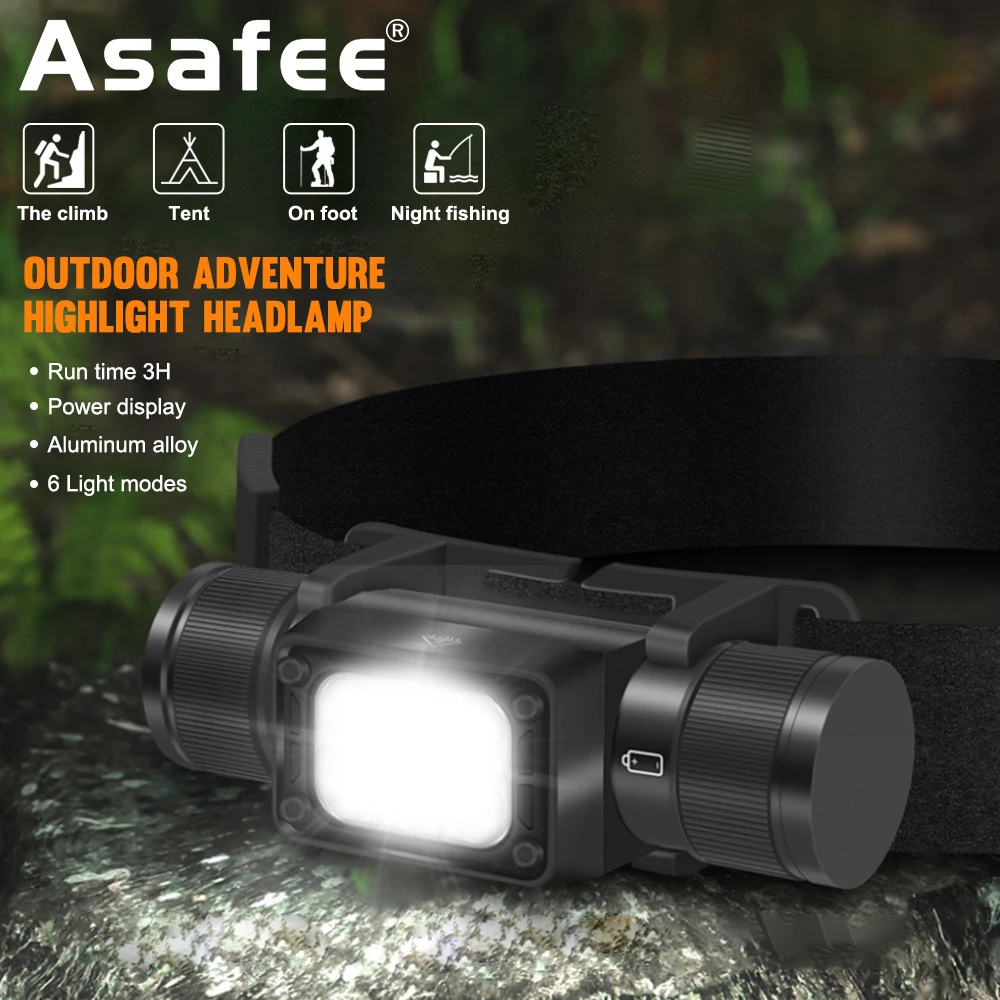 

Фонарь налобный Asafee L2 + XPE портативный, супер яркий, водонепроницаемый