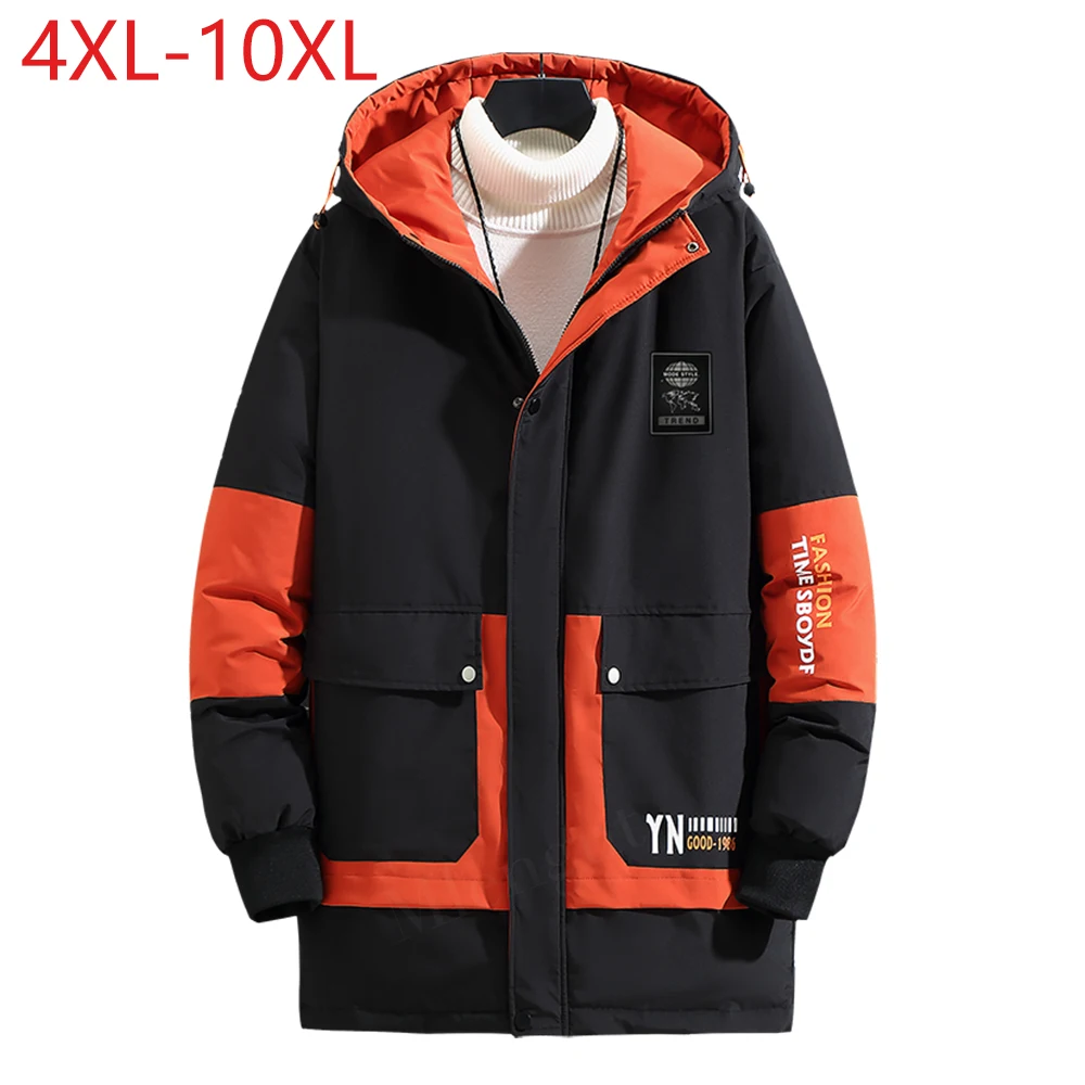 Men Large Size 10XL Jacket Winter Brand New Casual Warm Thick Hooded Jacket Parkas Coat Men Autumn Outwear Windproof Hat Parkas