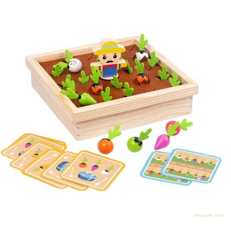 

Y4UD Прочный и красочный инструмент для игр-головоломок, деревянная игрушка с морковью для дошкольников