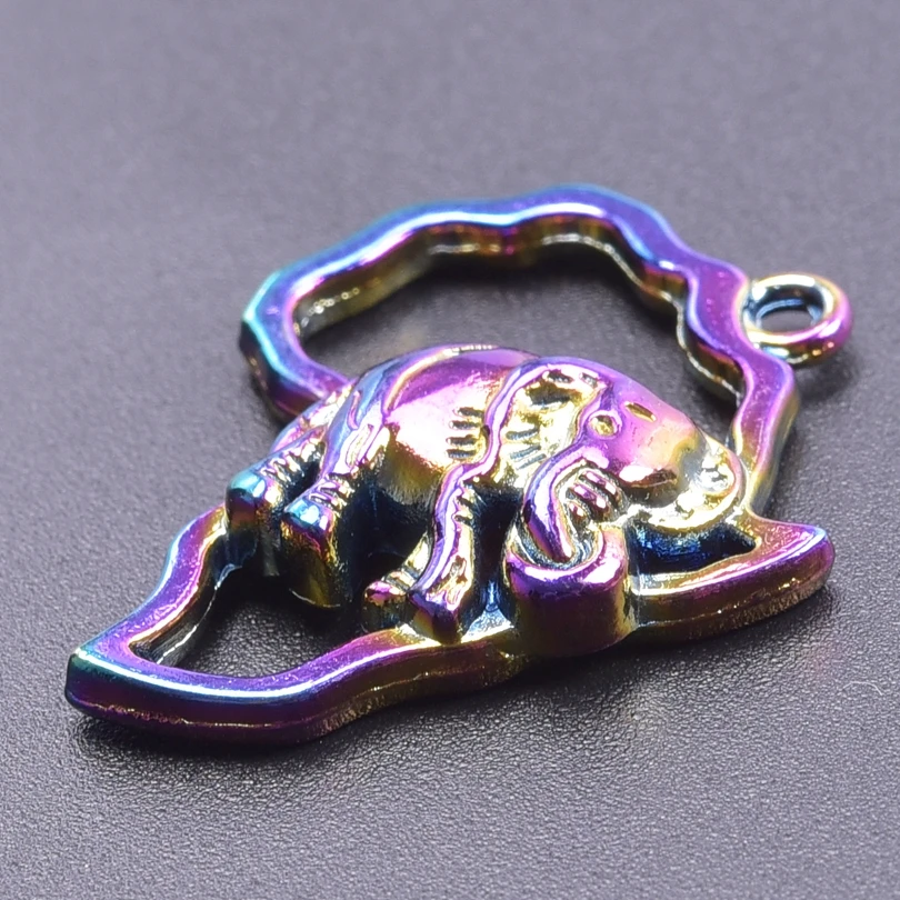 

10pcs/Lot Charms Elephant Pendant Accessories Rainbow Fashion Jewelry Making DIY Craft Earring Necklace Metal Bulk Wholesale
