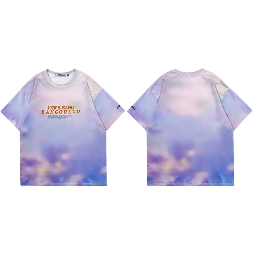 Футболка мужская оверсайз с цифровой печатью топ круглым вырезом из полиэстера