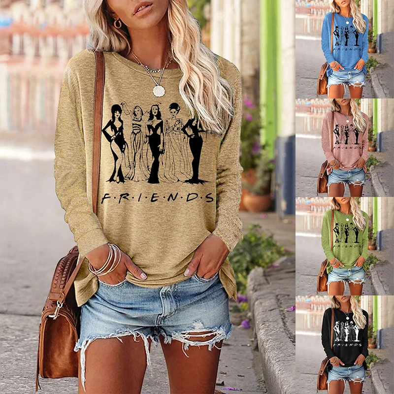 

Женская футболка с принтом призрака невесты, осенняя Повседневная футболка с круглым вырезом и надписью, модная рубашка, футболка с длинным...