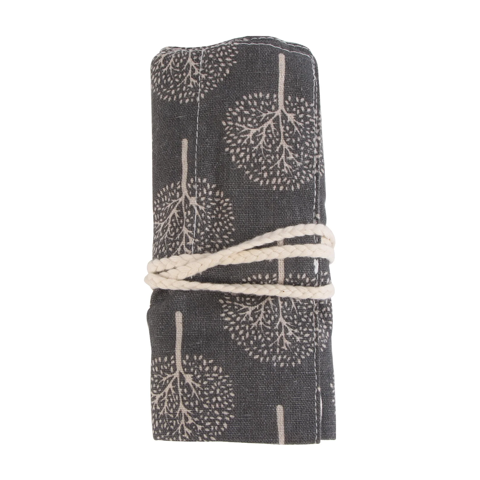 

Canvas Roll Wrap with 48 Slots Large Capacity Pen Curtain Tree Pattern Multi- functional Rollable Organizer Case