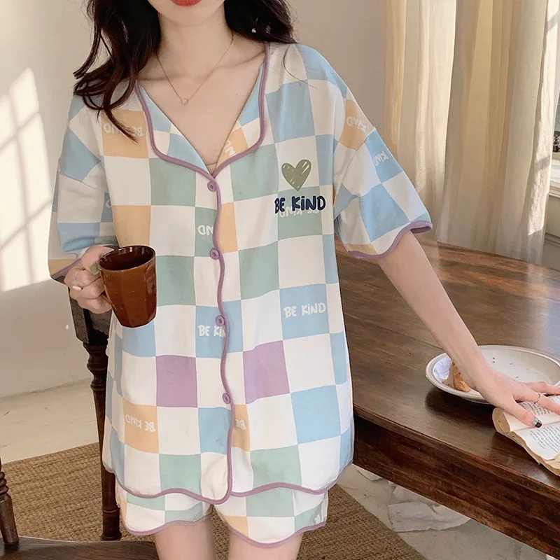 

Ladies Summer 2 Piece Pajama Set Fashion V-neck Pijamas Shorts Set Milk Silk Pijamas Animal Printing Loose Sleepwear for Women