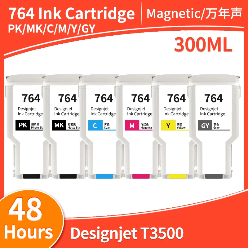 Фото Совместимый чернильный картридж 764Ink для широкоформатного плоттера HP Designjet T3500 C1Q13A C1Q14A C1Q15A C1Q16A C1Q17A C1Q18A №1