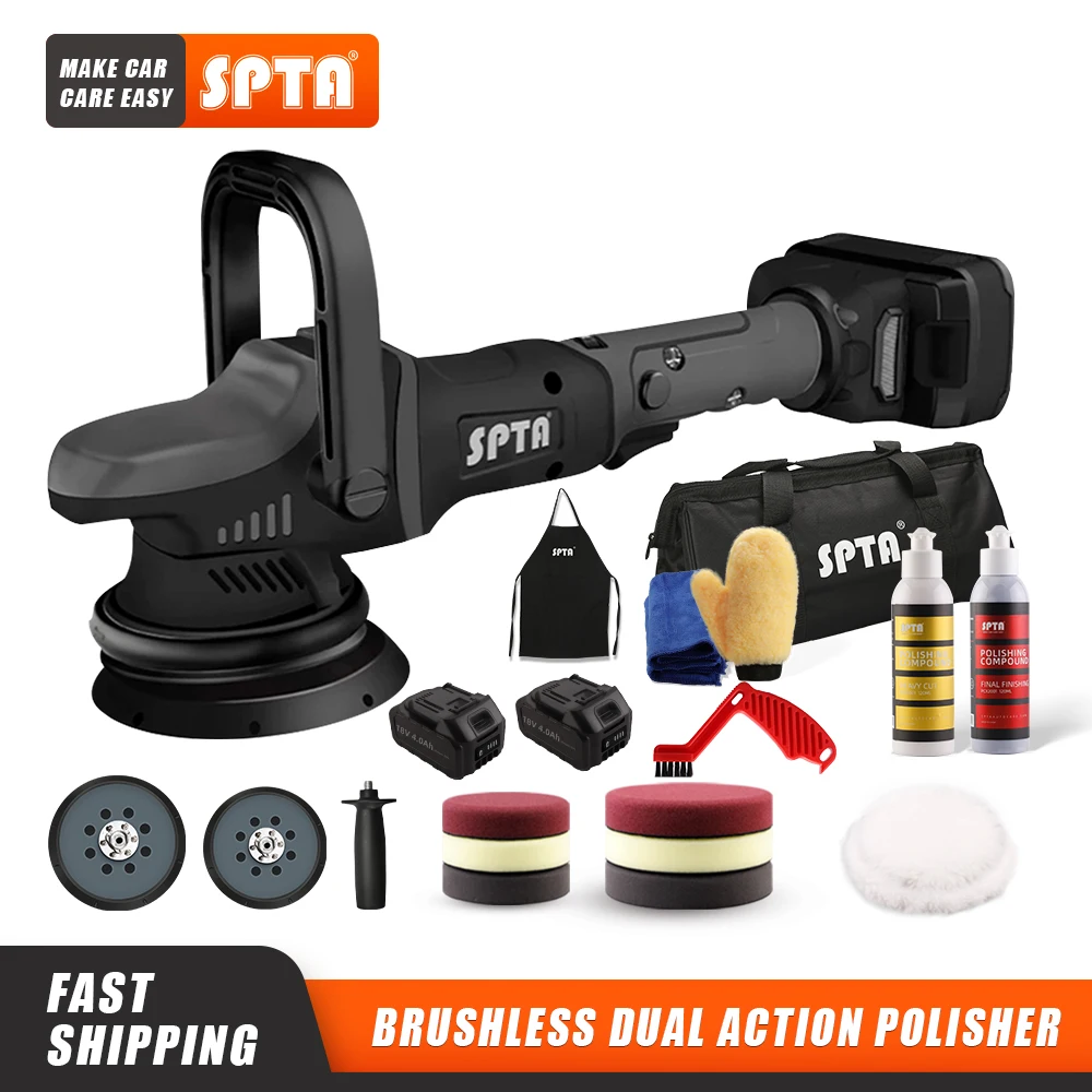 SPTA 18V Cordless Car Polisher 15mm Orbit 2000-4500rpm Varia