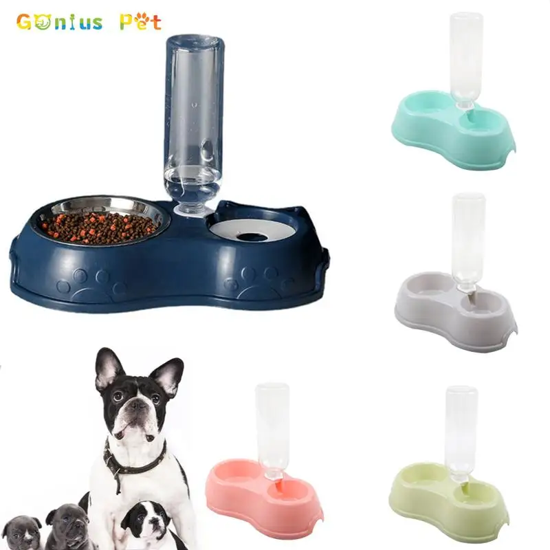 

Dog Bowl With Stand Automatic Water Storage Dispenser Pet Cat Food Bowl 2-in-1 Splash-proof Water Container Elevated Removable