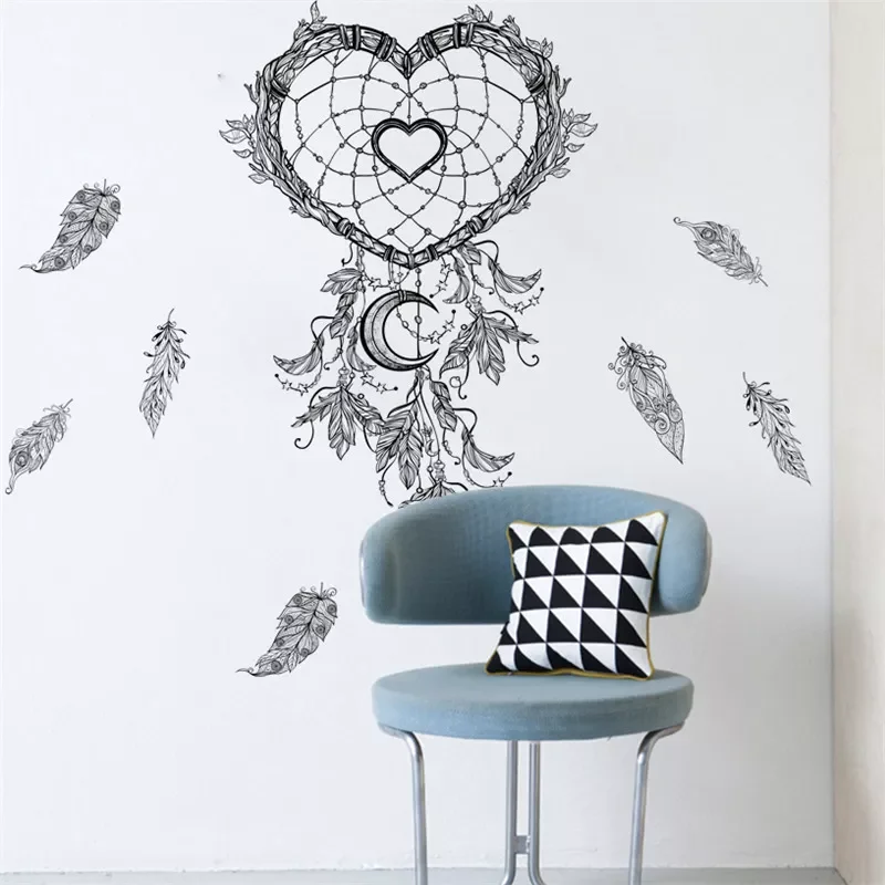 

Catcher Feathers Wall Stickers For Living Room Office Bedroom Decoration Indian Style Mural Art Diy Wall Decal Home Decor