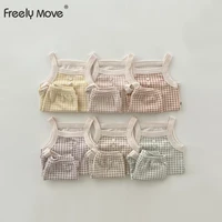 freely move korean style summer toddler kids baby boy clothes sets 2 pcs fashion plaid tops and shorts 2 pcs kids clothing