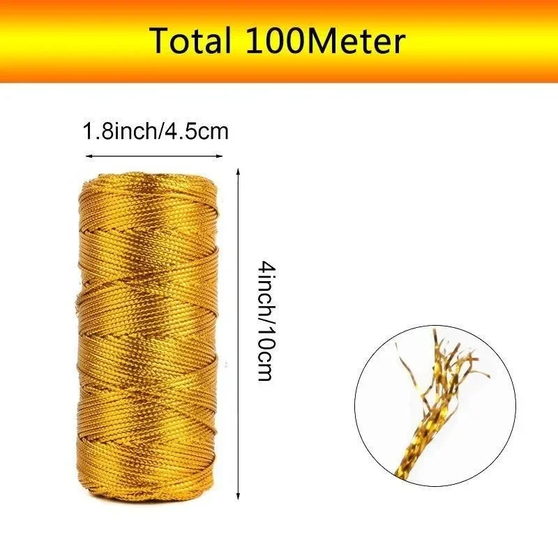 Шнур для макраме золотистый/серебристый 2 шт./100 м веревка шнурок лента банты