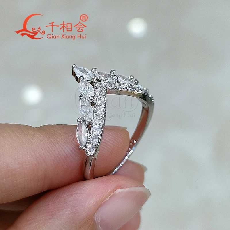 2.5*5mm marquise crown Sterling 925 Silver ring  Moissanite hip hop Ring Men women Diamonds Male fine Jewelry gift dating