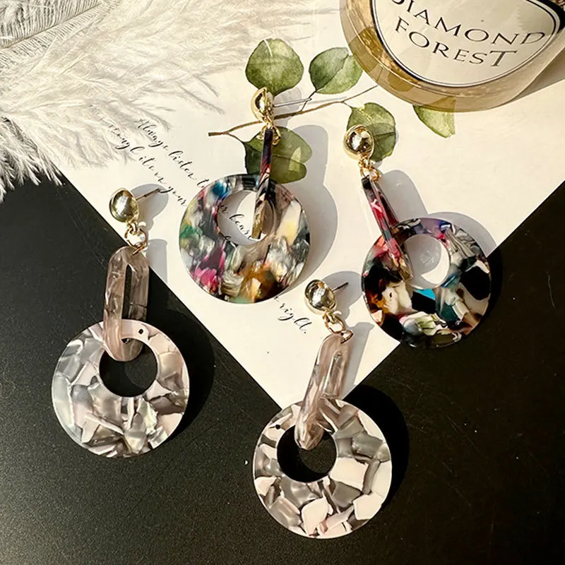 

Acrylic Plate Circle Dangle Earrings for Women Earing Jewelry Earings Long Geometric Multi-layer Colorful Earrings Pendientes