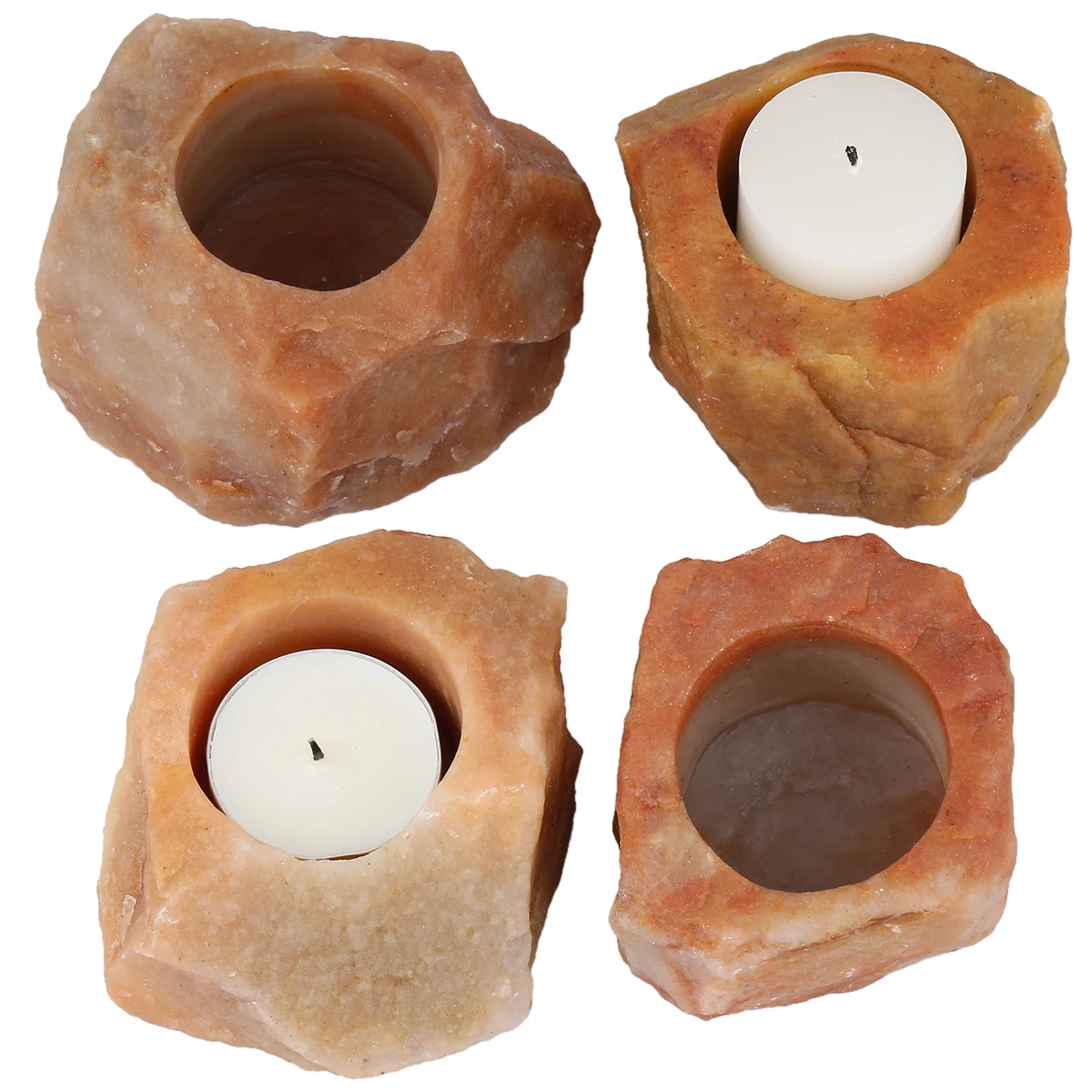 Natural Rose Quartz Rough Stone Tea Light Candle Holder / Air Plant Holder Room Decor Home Ornaments