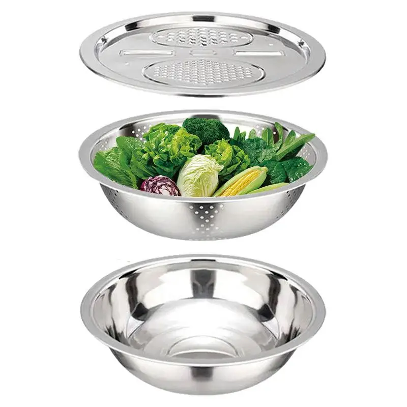 

Multifunctional Stainless Steel Basin Stainless Steel Fruits Slicing And Draining Bowls Household Products For Cucumber Carrot