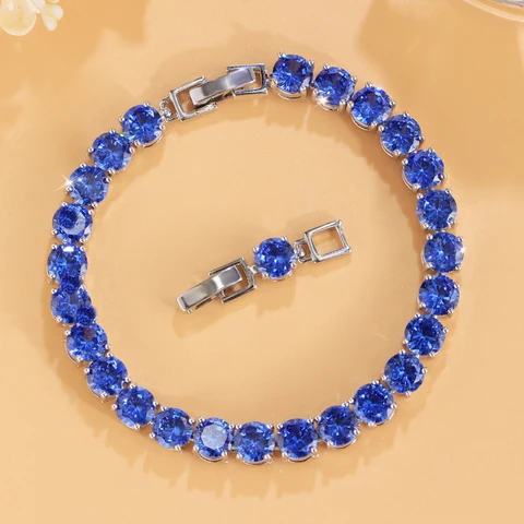 ThreeGraces блестящий круглый синтетический танзанит 0,6 см, свадебный теннисный браслет для женщин, ювелирные изделия BR414