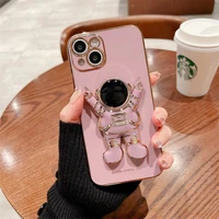 creative cute invisible astronaut stand soft phone case for iphone 11 12 13 pro max x xs xr anti drop full lens protection cover