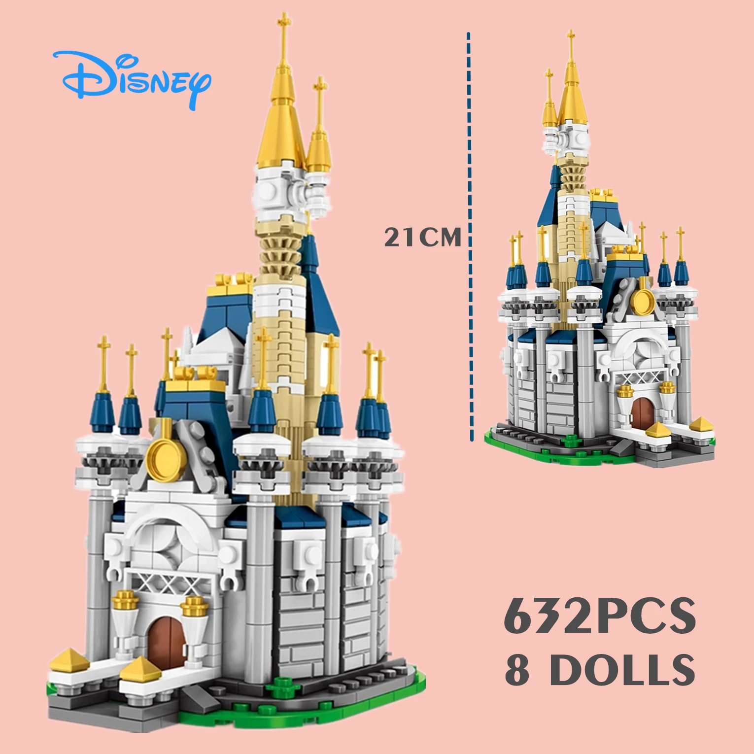 

New Disney 632PCS 8 Figures Castle 8in1 Mickey Minnie Donald Duck Castle Friends Girls Model Building Blocks Bricks Toy Kid Gift