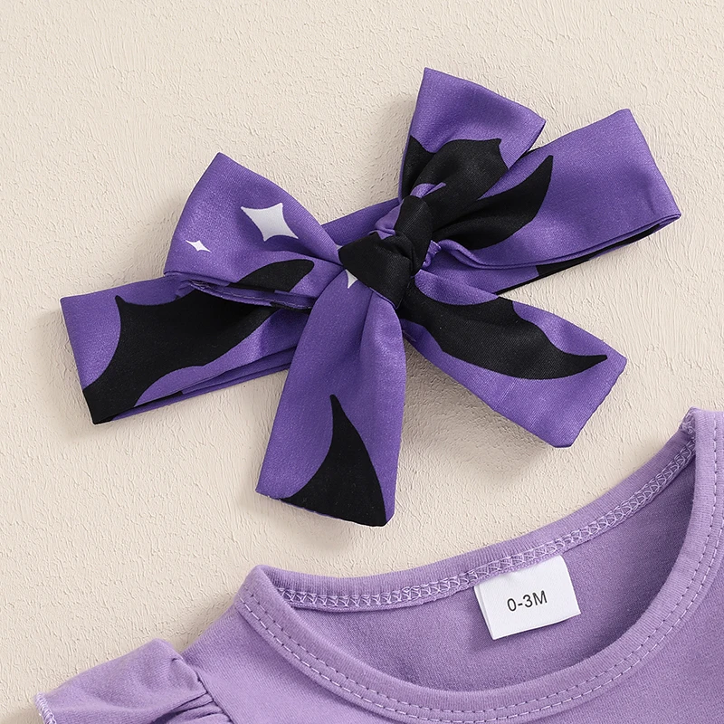 Детские комбинезоны для девочек с летающим рукавом тыква/призрак юбка повязка на