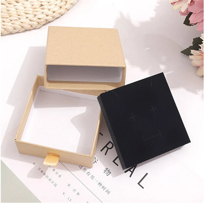 Оптовая продажа 100 шт./лот бумажная шкатулка для ювелирных изделий с логотипом на