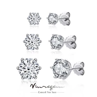 vinregem 18k gold plated round 4ct moissanite stud earrings for women diamond tested 925 sterling silver jewelry drop shipping