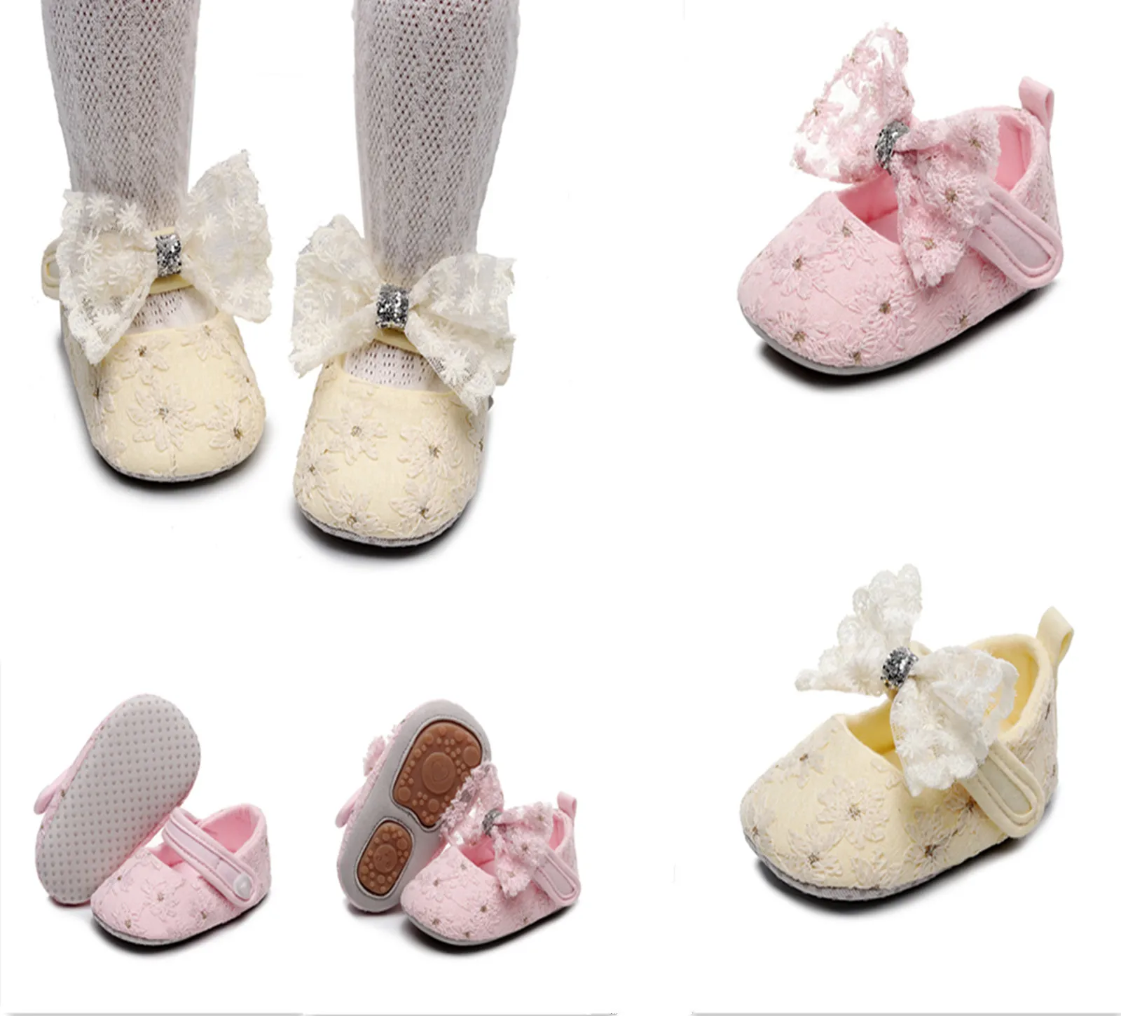 

Baby Girl Shoes First Walkers Lace Floral Bowknot Newborn Baby Shoes Princess Infant Toddler Baby Shoes for Girls Party 0-18 M
