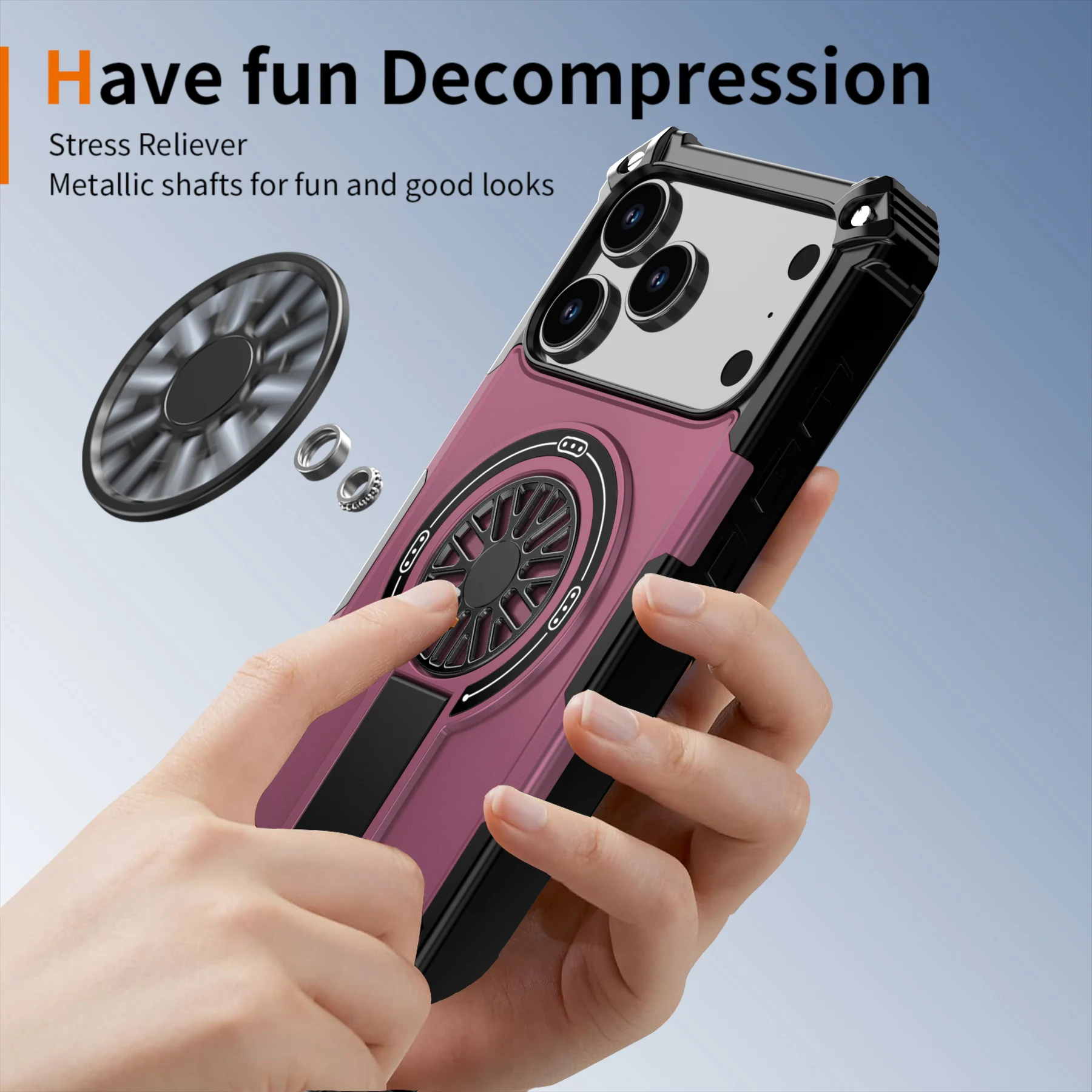 Фото Декомпрессионный чехол для iPhone 17 Air 16 16e 15 14 13 12 Pro Max Plus 11, сверхпрочный магнитный чехол-накладка со скрытой подставкой №2