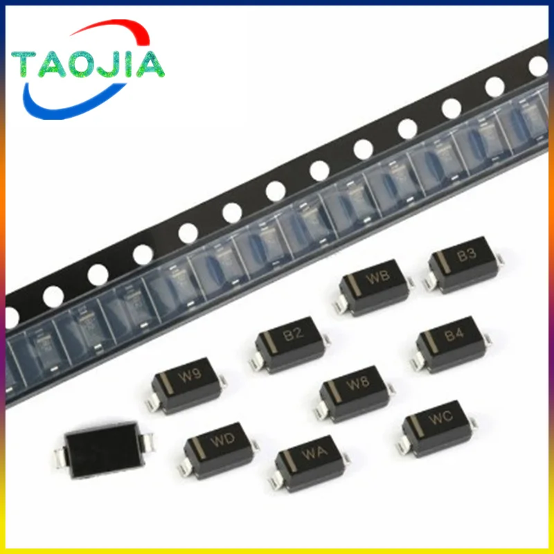 

100PCS SMD Zener Diode BZT52C4V7 W7 BZT52C5V1 W8 BZT52C5V6 W9 BZT52C6V2 WA BZT52C6V8 WB BZT52C7V5 WC BZT52C8V2 WD SOD-123