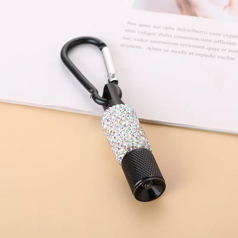 Bling Mini el feneri anahtarlık kolye yaratıcı elmas su geçirmez kalem ışığı akülü taşınabilir ışık zarif hediye beyaz