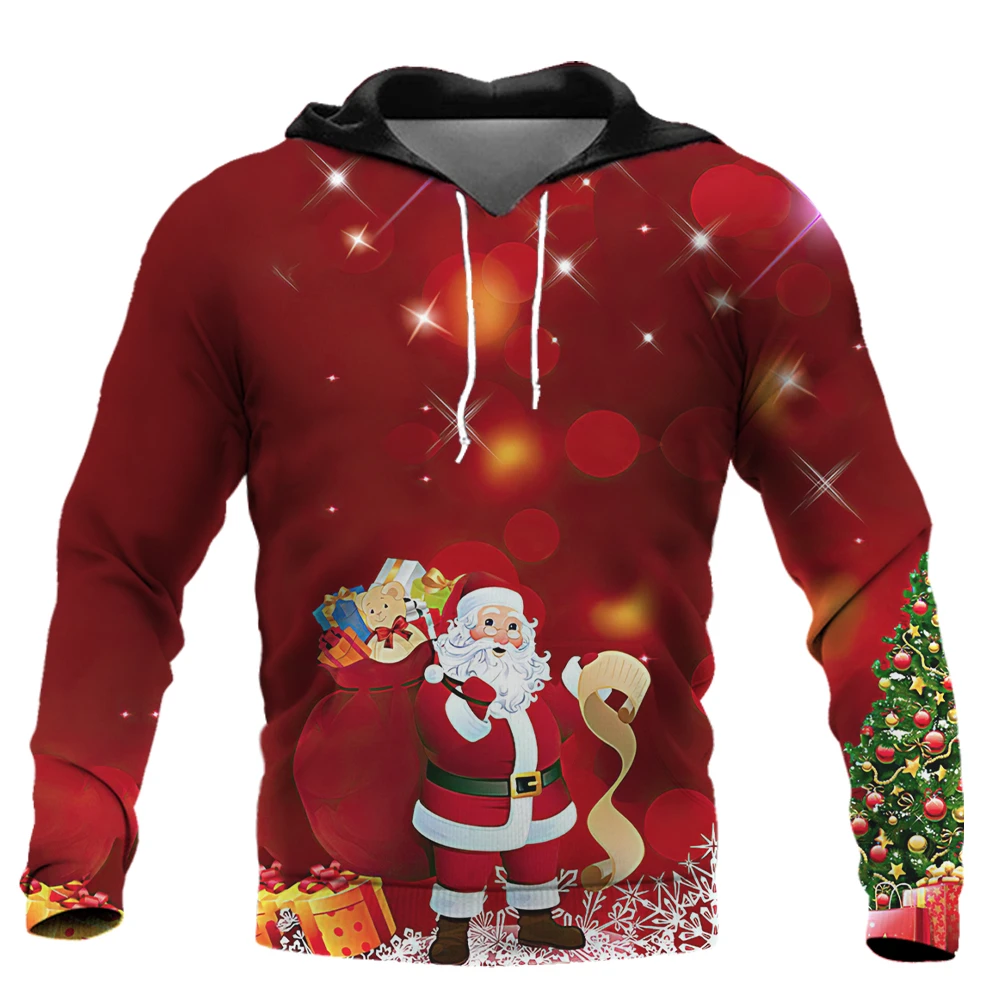 Winter Fashion Brand Design Men's Hoodie 3D Print Christmas Snowman Thickened Men's Pullover Men's Sports Sweater Fashion Sweate
