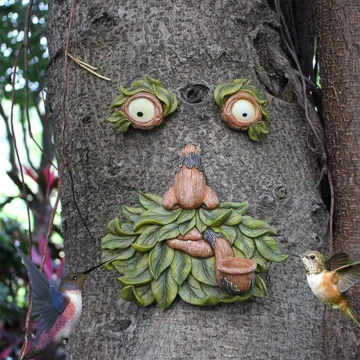 

Amusing Unique Bird Feeders, Resin Tree Faces Decor Outdoor Creative Props Garden Decoration Old Man Face Dropshipping