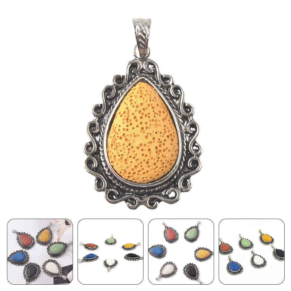 

Metal Frame Lava Stone Charm Lava Stone Pendant Water Drop-shaped Pendant Charm Jewelry Supplies