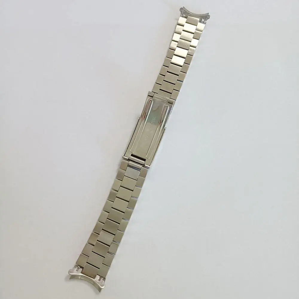 20mm Silver 316L Stainless Steel Oyster Curved End Watch Bands Strap Bracelet Fits For Seiko 5 Watches