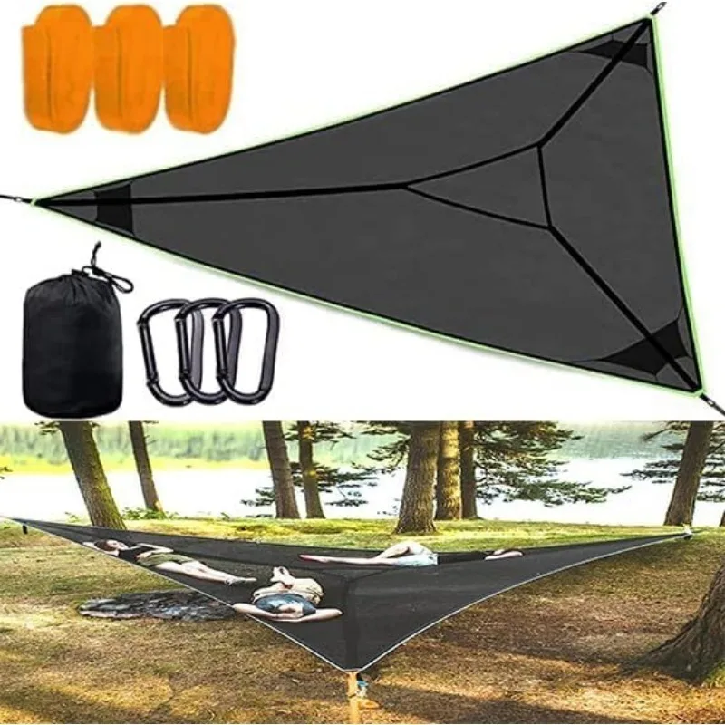 

Outdoor Camping Hanging Portable Bed High Load-bearing Mesh Fabric Triangle Hammock Multi Person Aerial Mat Travel Convenient