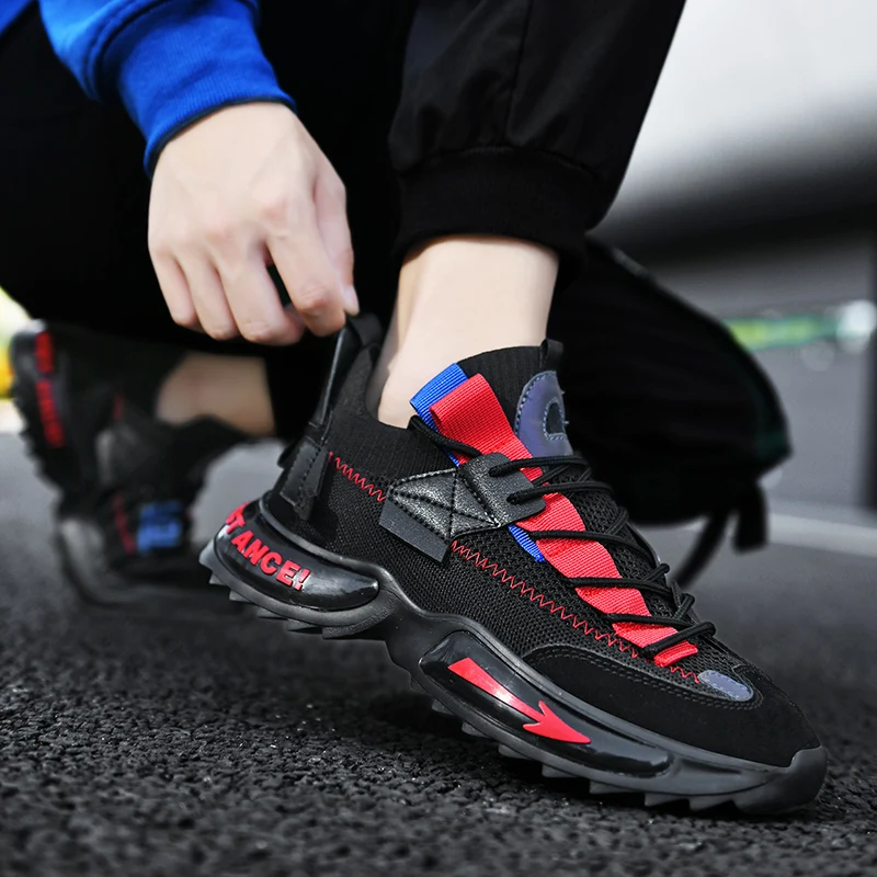 New Fashion Men Reflective Running Shoes Cushioning Trainers Sports Shoe for Man Breathable Chunky Sneakers